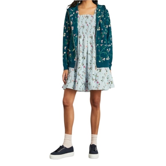 Hill House The Allie Zip Up Sweatshirt Hoodie Jacket in Moody Floral NWT - Picture 2 of 12